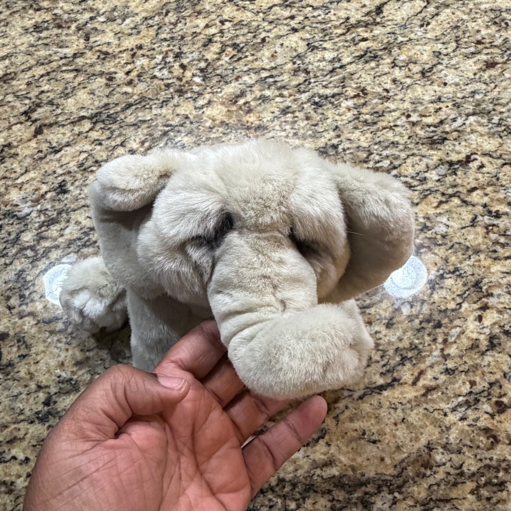 Vintage Dakin Elephant Plush Stuffed Light Grey Floppy Toy 13"